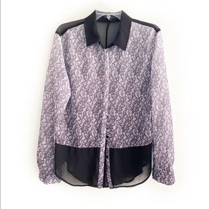 SANCTUARY Black Color Block Sheer Blouse